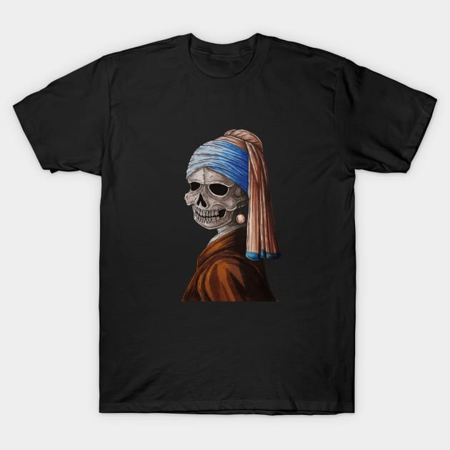 Skull with the pearl earring T-Shirt by Dracuria